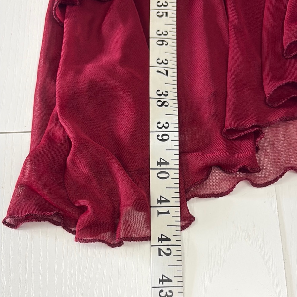 Y2K 2000s Party Dress Burgundy Halter Ruffle Asymmetrical Tiered Size Medium - Picture 9 of 11